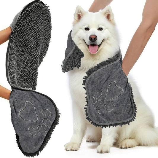 Super Absorbent Microfibre Dog Towel – 80×35cm Quick Drying Shammy for Bath Time, Walks & Travel (Black)
