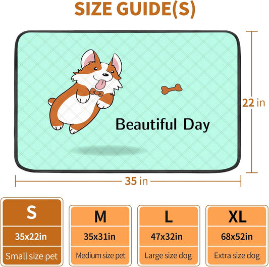 4-Pack Washable Dog Pee Pads – 35×22in Reusable, Leak-Resistant Puppy Training Mats with Non-Slip Backing (Blue)