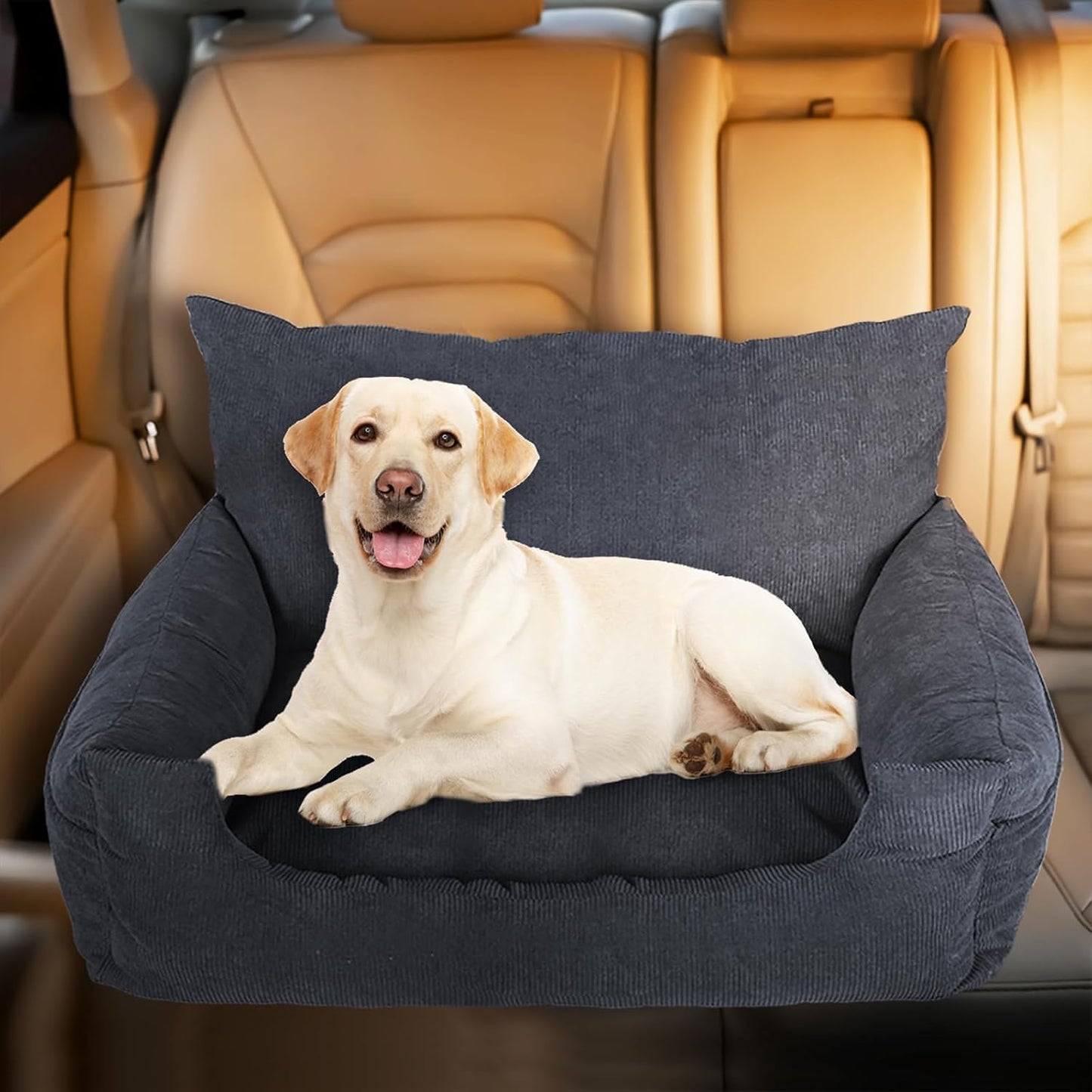 Skylos Pet Car Booster Seat & Portable Dog Bed – Adjustable Safety Belt, Washable Cover, Dusty Blue 80×55×30cm | Kirrie Pet Supplies